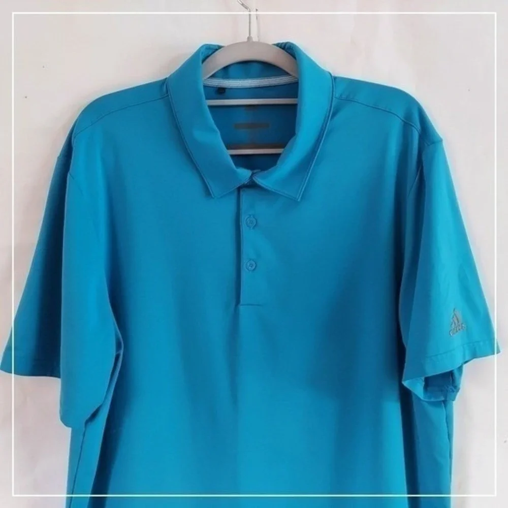 Adidas Polo‎ Men L Blue Golfcore Performance Moisture Wicking Active Lifestyle
